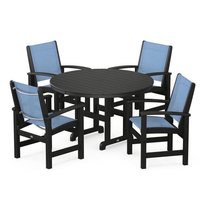 POLYWOOD Coastal 5-Piece Round Farmhouse Dining Set