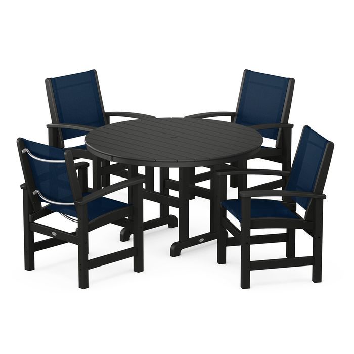 POLYWOOD Coastal 5-Piece Round Farmhouse Dining Set