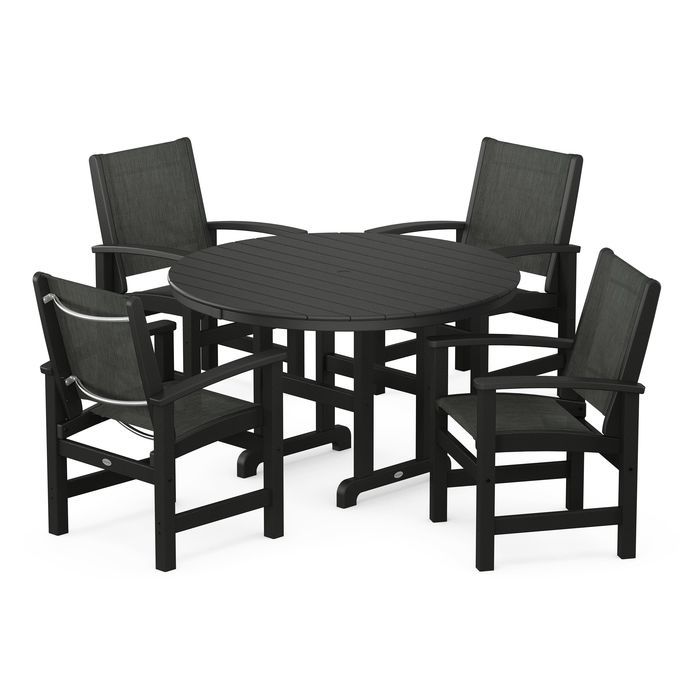 POLYWOOD Coastal 5-Piece Round Farmhouse Dining Set