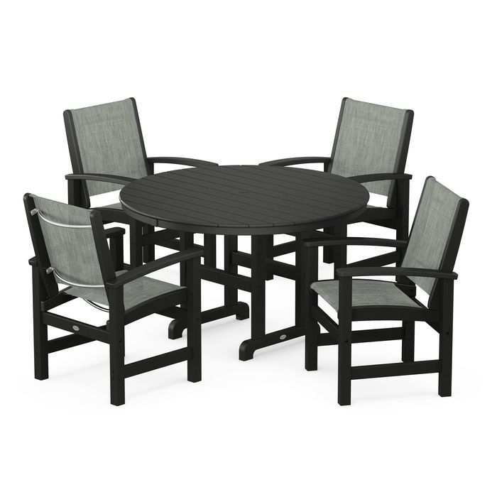 POLYWOOD Coastal 5-Piece Round Farmhouse Dining Set