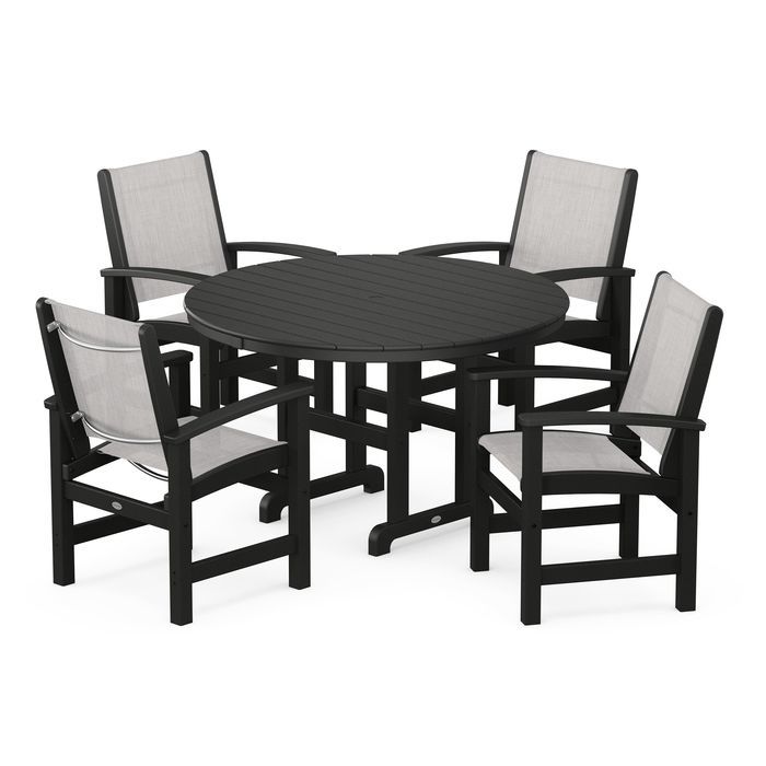 POLYWOOD Coastal 5-Piece Round Farmhouse Dining Set