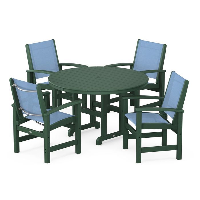 POLYWOOD Coastal 5-Piece Round Farmhouse Dining Set