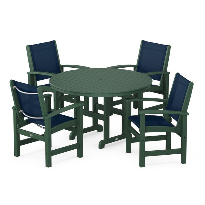 POLYWOOD Coastal 5-Piece Round Farmhouse Dining Set