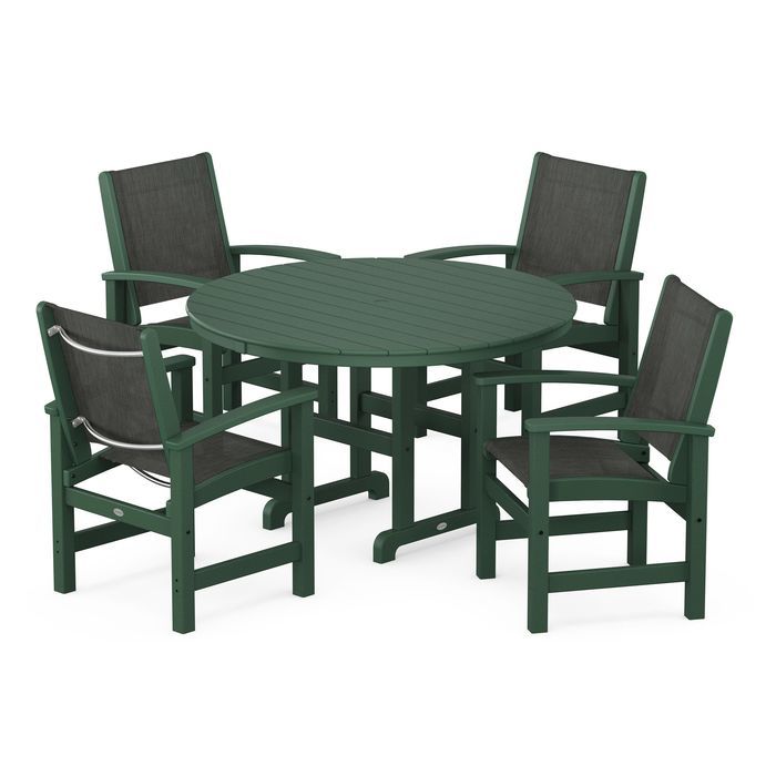 POLYWOOD Coastal 5-Piece Round Farmhouse Dining Set