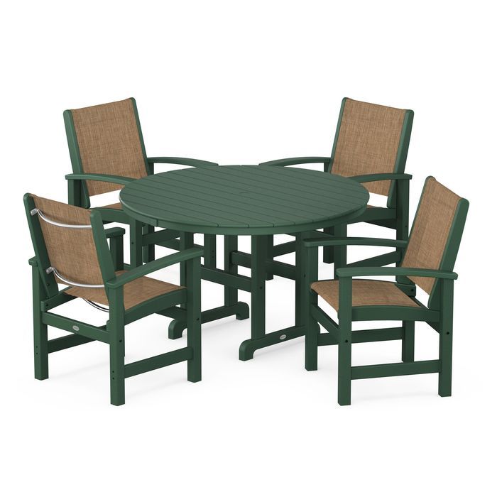 POLYWOOD Coastal 5-Piece Round Farmhouse Dining Set