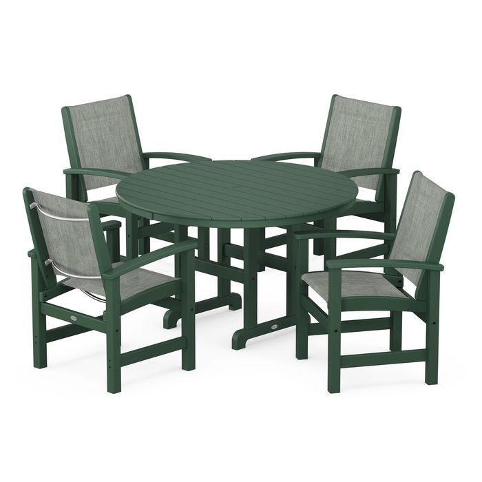 POLYWOOD Coastal 5-Piece Round Farmhouse Dining Set