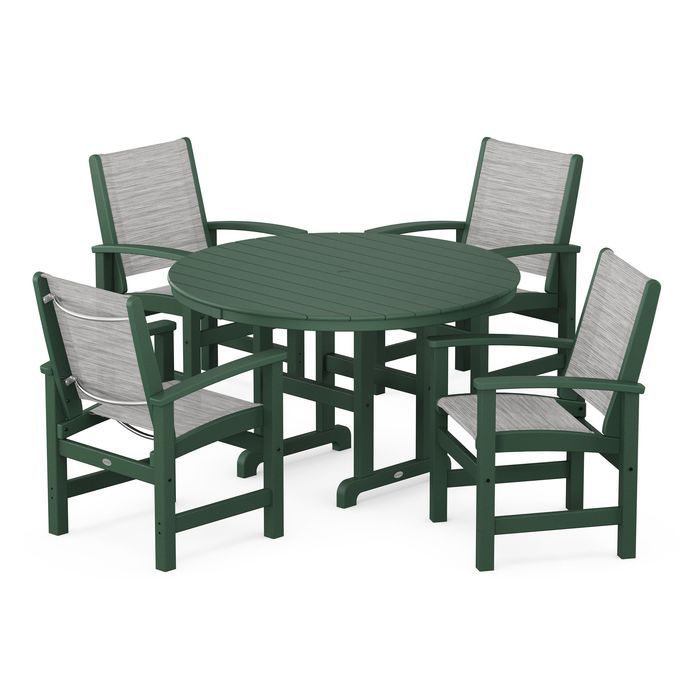 POLYWOOD Coastal 5-Piece Round Farmhouse Dining Set