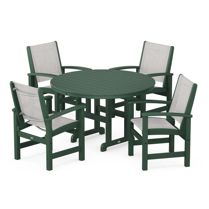 POLYWOOD Coastal 5-Piece Round Farmhouse Dining Set