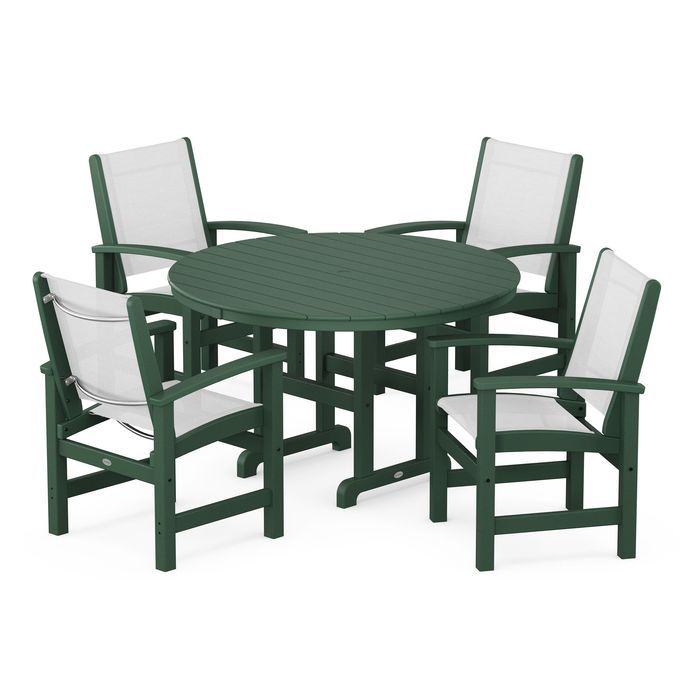 POLYWOOD Coastal 5-Piece Round Farmhouse Dining Set