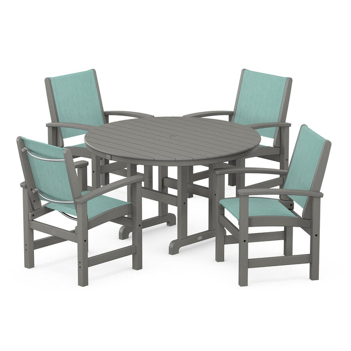 POLYWOOD Coastal 5-Piece Round Farmhouse Dining Set