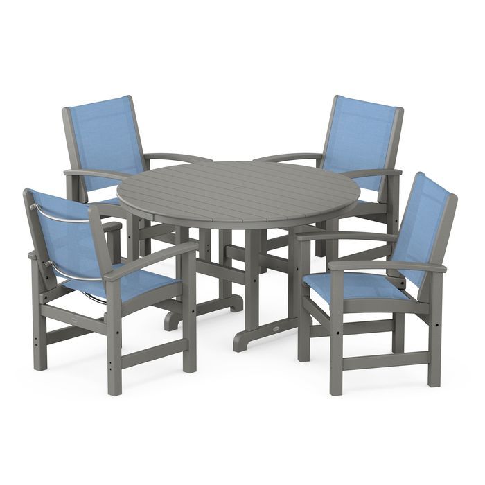 POLYWOOD Coastal 5-Piece Round Farmhouse Dining Set