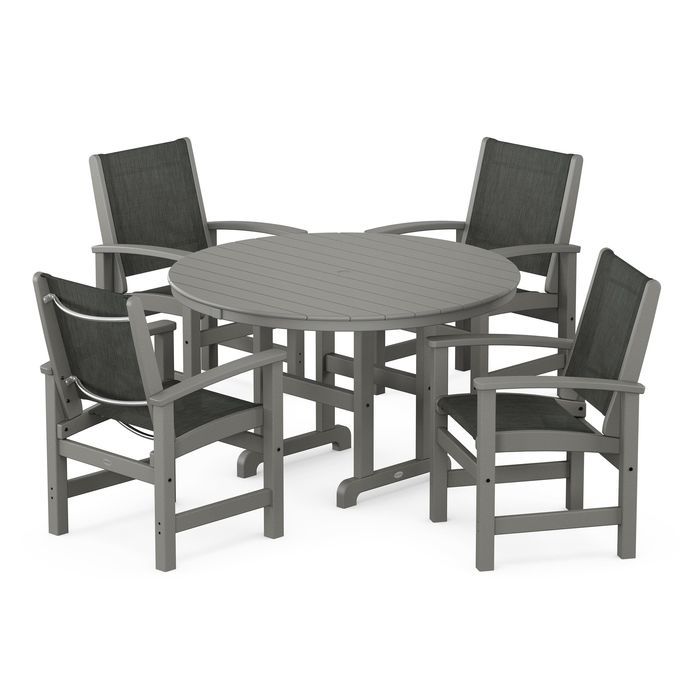 POLYWOOD Coastal 5-Piece Round Farmhouse Dining Set