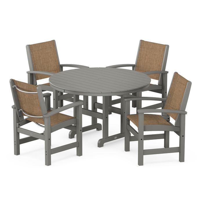 POLYWOOD Coastal 5-Piece Round Farmhouse Dining Set
