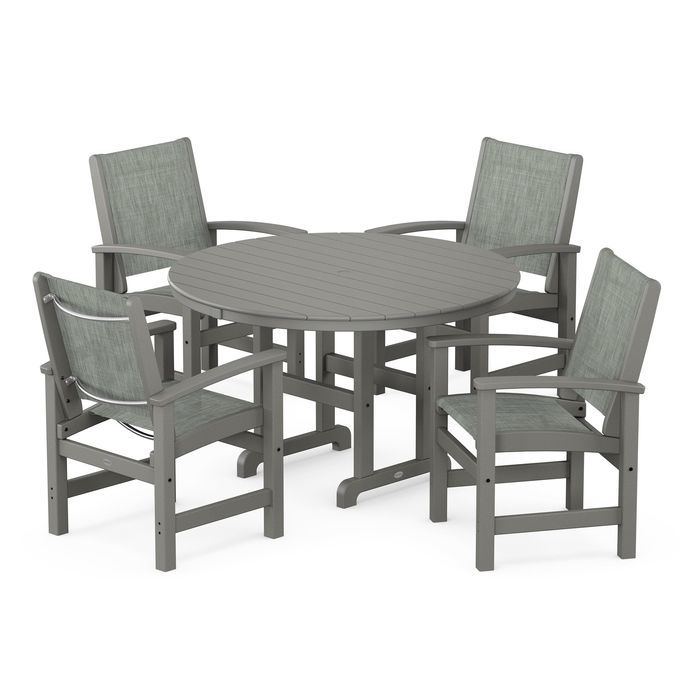 POLYWOOD Coastal 5-Piece Round Farmhouse Dining Set