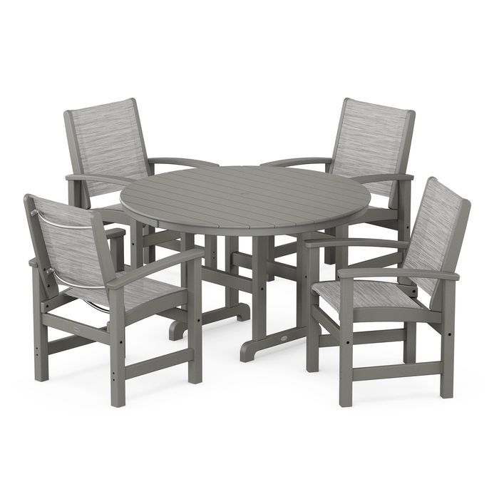 POLYWOOD Coastal 5-Piece Round Farmhouse Dining Set
