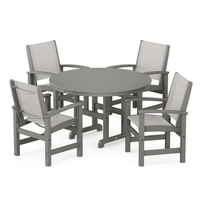 POLYWOOD Coastal 5-Piece Round Farmhouse Dining Set