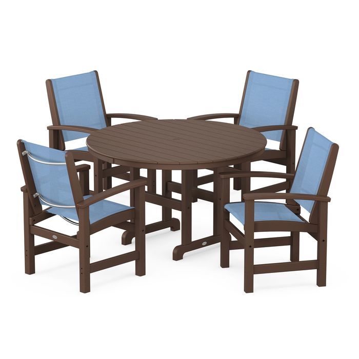 POLYWOOD Coastal 5-Piece Round Farmhouse Dining Set
