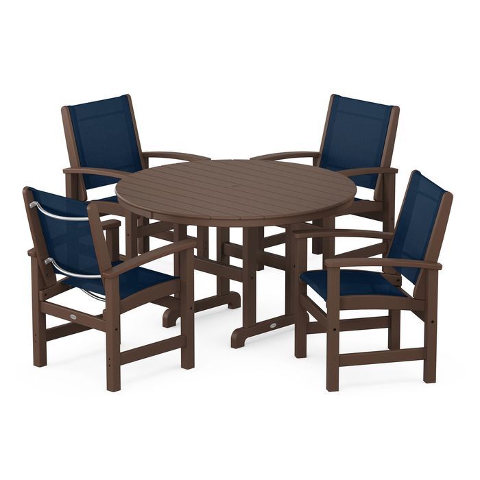 POLYWOOD Coastal 5-Piece Round Farmhouse Dining Set