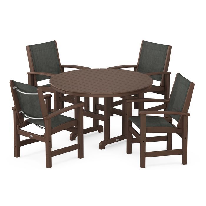POLYWOOD Coastal 5-Piece Round Farmhouse Dining Set