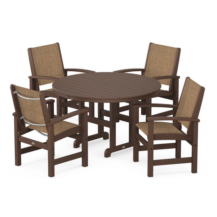 POLYWOOD Coastal 5-Piece Round Farmhouse Dining Set