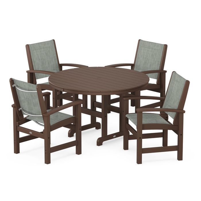 POLYWOOD Coastal 5-Piece Round Farmhouse Dining Set