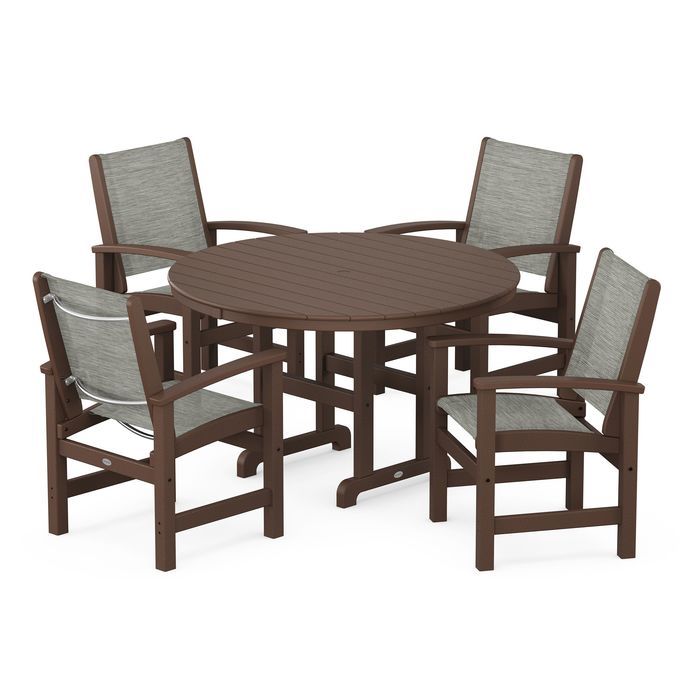 POLYWOOD Coastal 5-Piece Round Farmhouse Dining Set