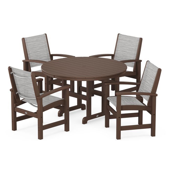 POLYWOOD Coastal 5-Piece Round Farmhouse Dining Set