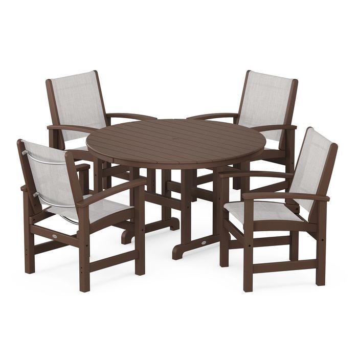 POLYWOOD Coastal 5-Piece Round Farmhouse Dining Set