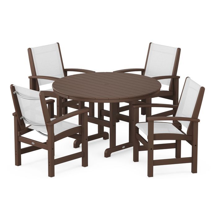 POLYWOOD Coastal 5-Piece Round Farmhouse Dining Set