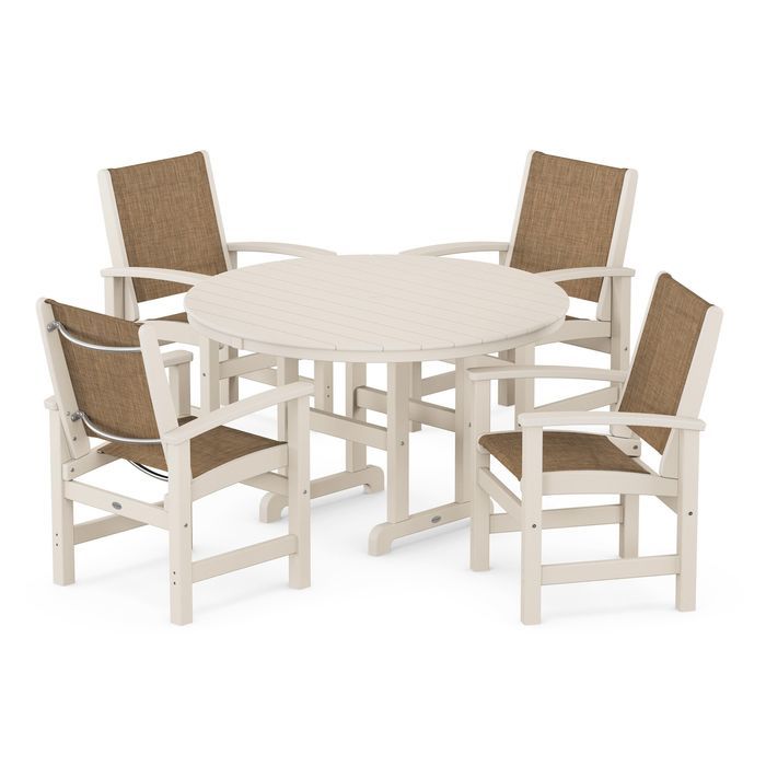 POLYWOOD Coastal 5-Piece Round Farmhouse Dining Set