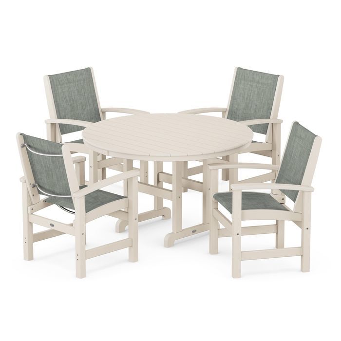 POLYWOOD Coastal 5-Piece Round Farmhouse Dining Set