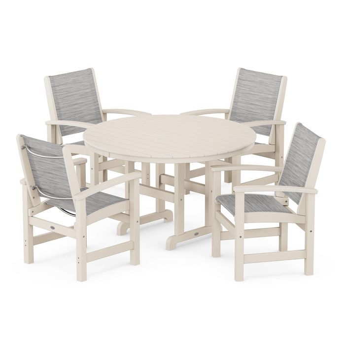POLYWOOD Coastal 5-Piece Round Farmhouse Dining Set
