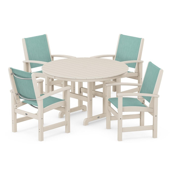 POLYWOOD Coastal 5-Piece Round Farmhouse Dining Set