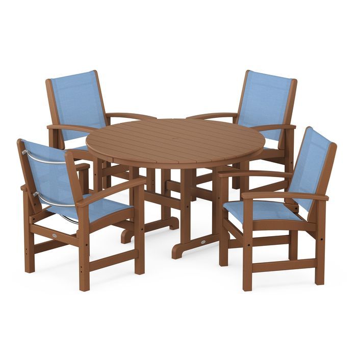 POLYWOOD Coastal 5-Piece Round Farmhouse Dining Set
