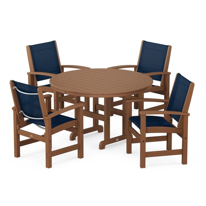 POLYWOOD Coastal 5-Piece Round Farmhouse Dining Set