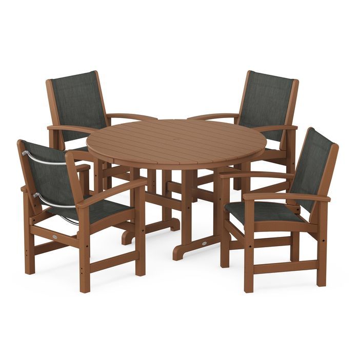 POLYWOOD Coastal 5-Piece Round Farmhouse Dining Set