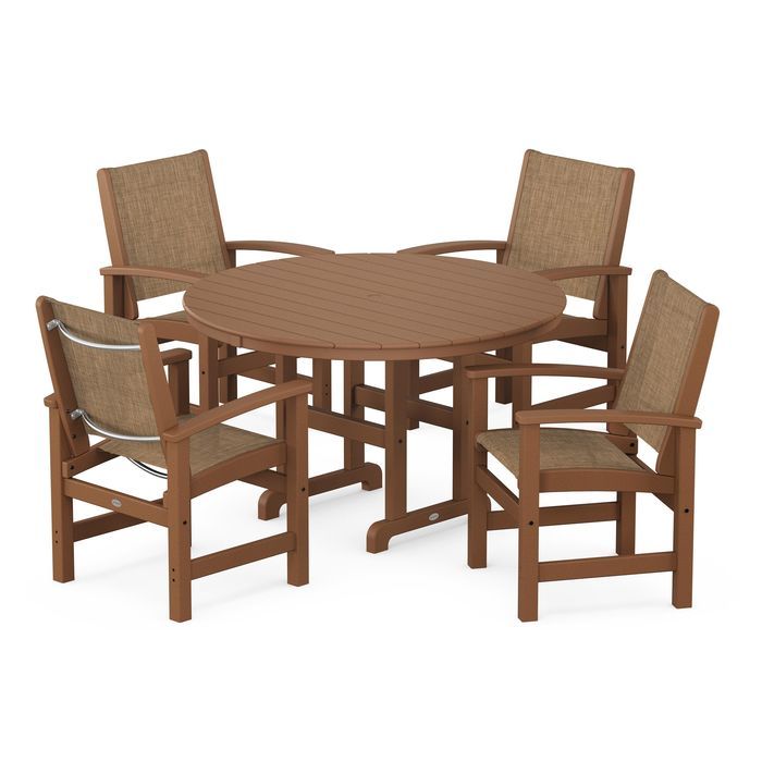 POLYWOOD Coastal 5-Piece Round Farmhouse Dining Set