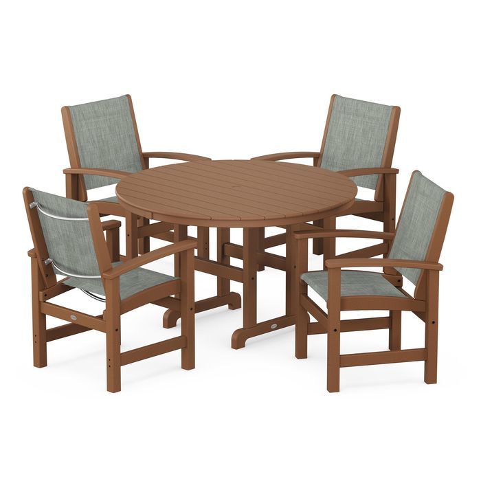 POLYWOOD Coastal 5-Piece Round Farmhouse Dining Set