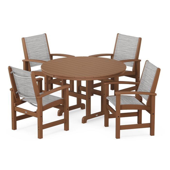 POLYWOOD Coastal 5-Piece Round Farmhouse Dining Set