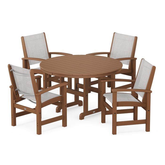POLYWOOD Coastal 5-Piece Round Farmhouse Dining Set