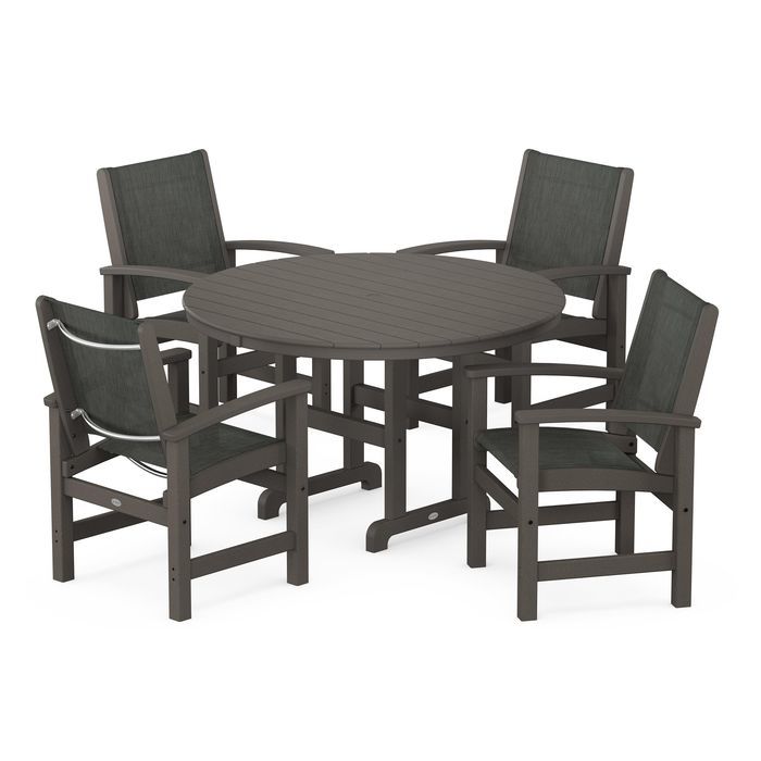 POLYWOOD Coastal 5-Piece Round Farmhouse Dining Set
