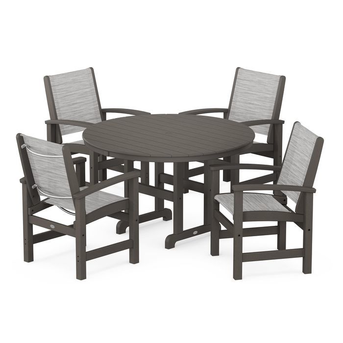 POLYWOOD Coastal 5-Piece Round Farmhouse Dining Set