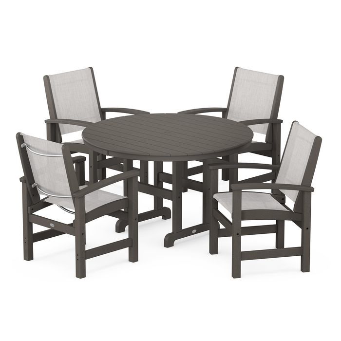 POLYWOOD Coastal 5-Piece Round Farmhouse Dining Set