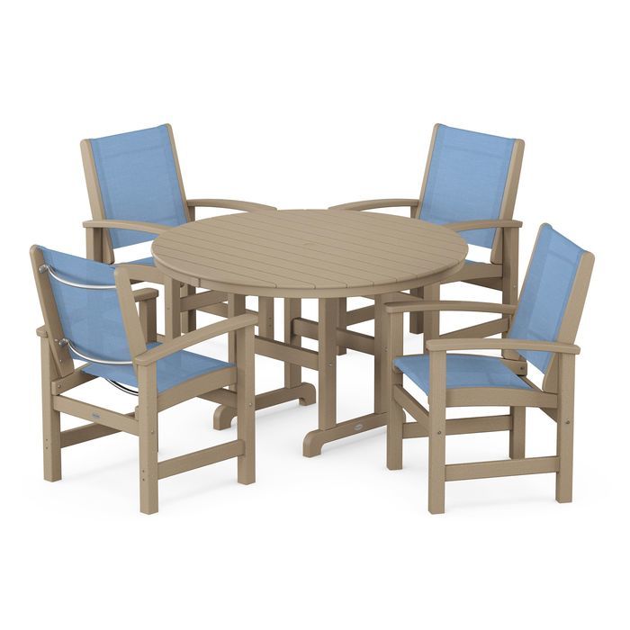 POLYWOOD Coastal 5-Piece Round Farmhouse Dining Set