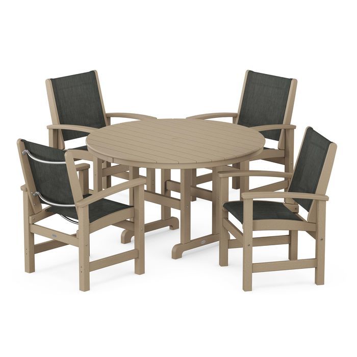 POLYWOOD Coastal 5-Piece Round Farmhouse Dining Set