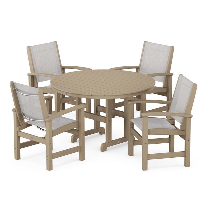 POLYWOOD Coastal 5-Piece Round Farmhouse Dining Set