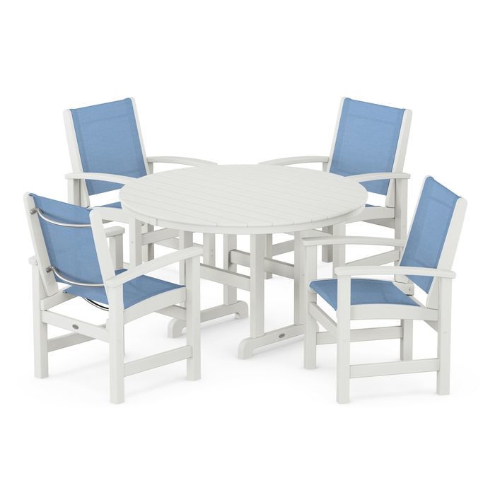 POLYWOOD Coastal 5-Piece Round Farmhouse Dining Set