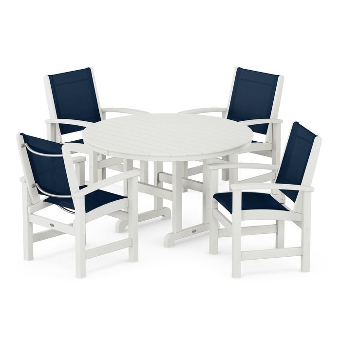POLYWOOD Coastal 5-Piece Round Farmhouse Dining Set