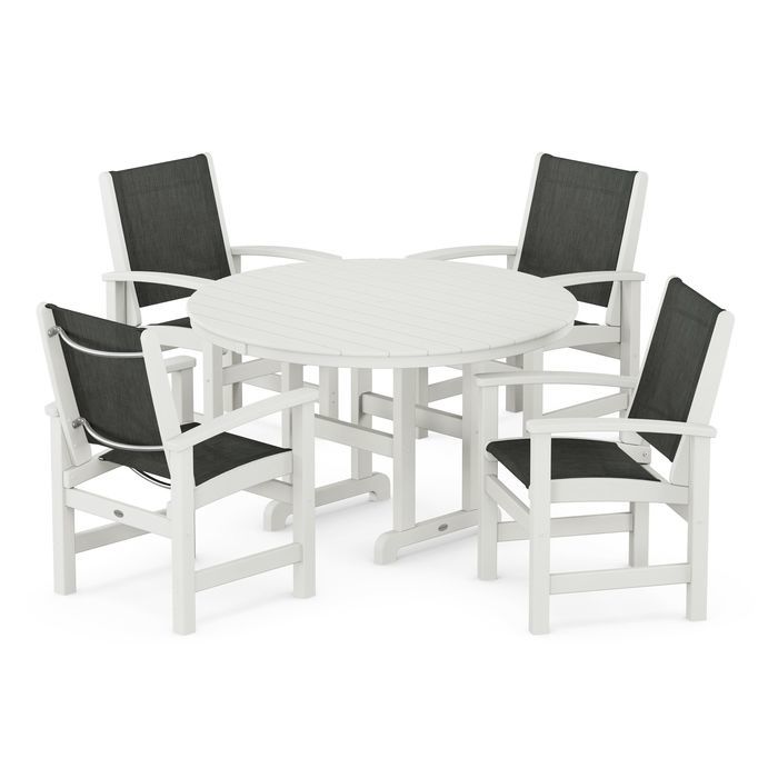 POLYWOOD Coastal 5-Piece Round Farmhouse Dining Set