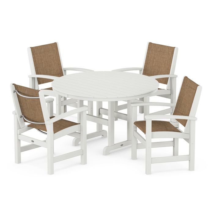 POLYWOOD Coastal 5-Piece Round Farmhouse Dining Set